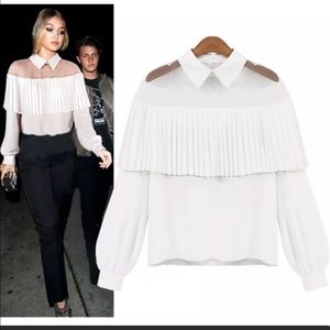 🌟JUST IN🌟White Crepe Long Sleeve Shirt